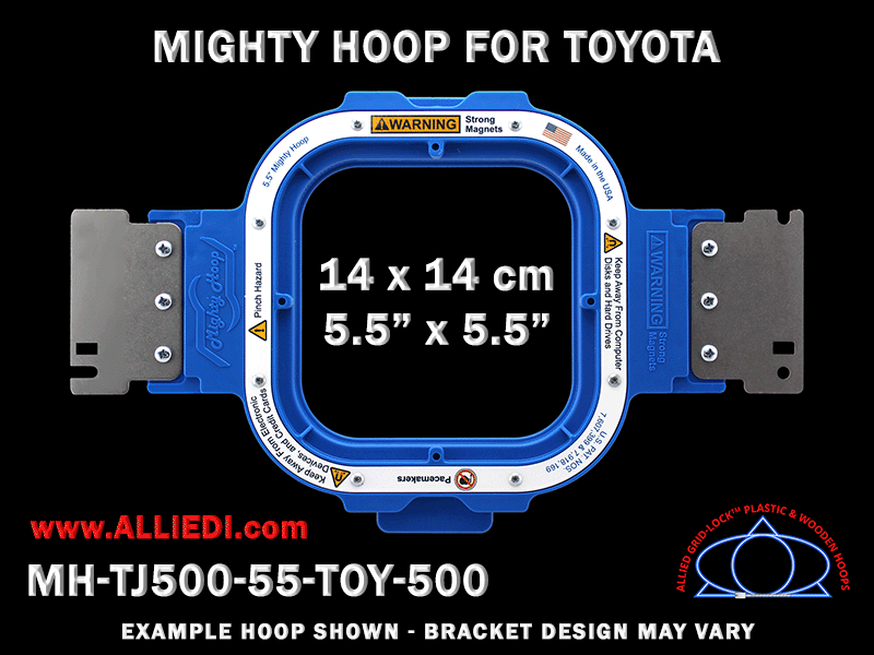 Toyota 5.5 x 5.5 inch (14 x 14 cm) Square Magnetic Mighty Hoop for 500 mm Sew Field / Arm Spacing