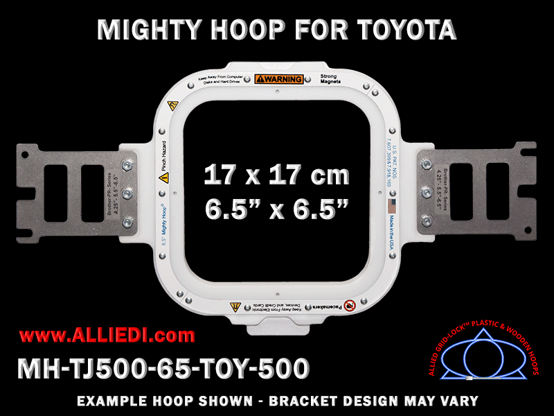 Toyota 6.5 x 6.5 inch (17 x 17 cm) Square Magnetic Mighty Hoop for 500 mm Sew Field / Arm Spacing