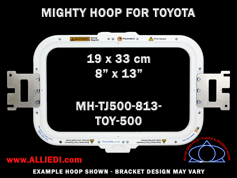 Toyota 8 x 13 inch (19 x 33 cm) Rectangular Magnetic Mighty Hoop for 500 mm Sew Field / Arm Spacing