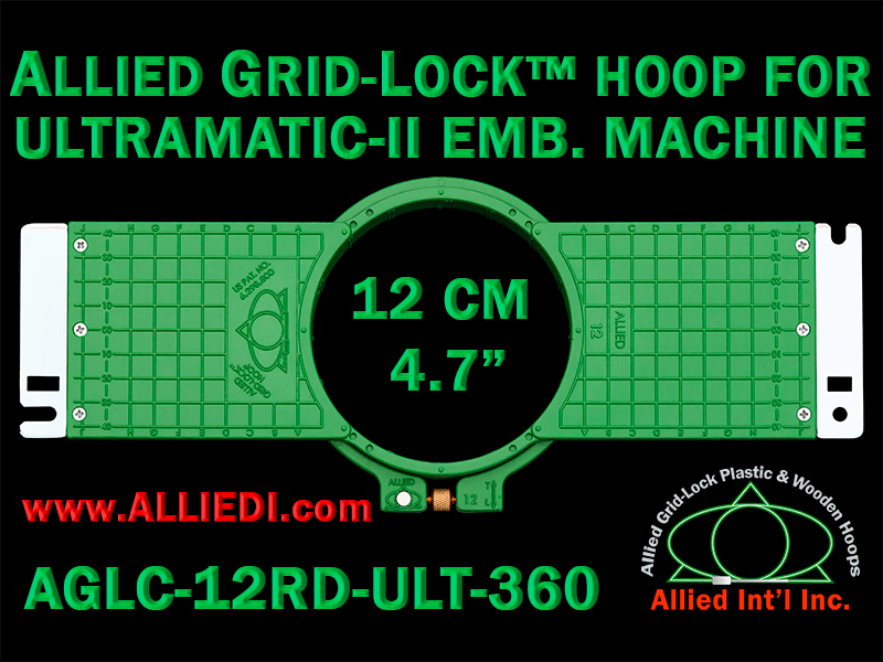 12 cm (4.7 inch) Round Allied Grid-Lock (New Design) Plastic Embroidery Hoop - Ultramatic-II 360