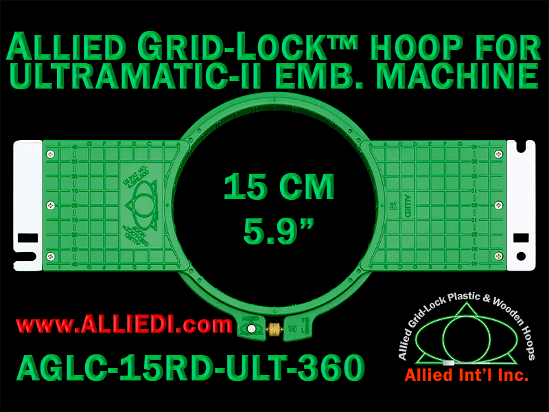 15 cm (5.9 inch) Round Allied Grid-Lock (New Design) Plastic Embroidery Hoop - Ultramatic-II 360