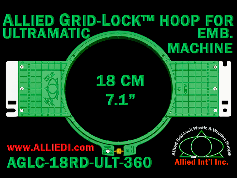 18 cm (7.1 inch) Round Allied Grid-Lock (New Design) Plastic Embroidery Hoop - Ultramatic-II 360