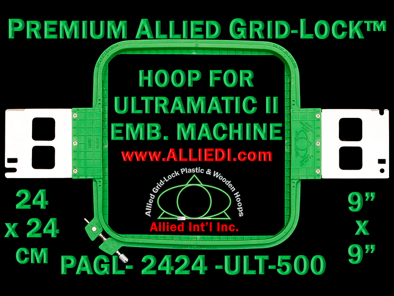 24 x 24 cm (9 x 9 inch) Square Premium Allied Grid-Lock Plastic Embroidery Hoop - Ultramatic-II 500