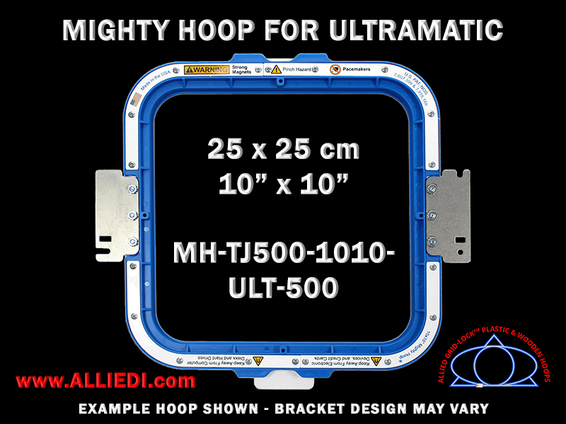 Ultramatic-II 10 x 10 inch (25 x 25 cm) Square Magnetic Mighty Hoop for 500 mm Sew Field / Arm Spacing