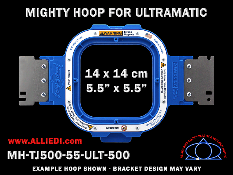 Ultramatic-II 5.5 x 5.5 inch (14 x 14 cm) Square Magnetic Mighty Hoop for 500 mm Sew Field / Arm Spacing