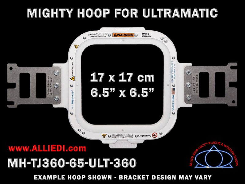 Ultramatic-II 6.5 x 6.5 inch (17 x 17 cm) Square Magnetic Mighty Hoop for 360 mm Sew Field / Arm Spacing