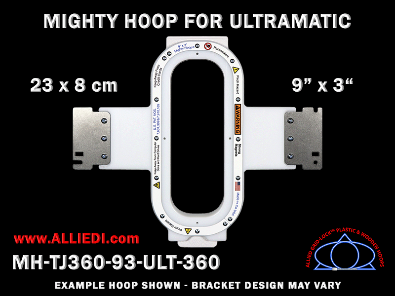 Ultramatic-II 9 x 3 inch (23 x 8 cm) Vertical Rectangular Magnetic Mighty Hoop for 360 mm Sew Field / Arm Spacing