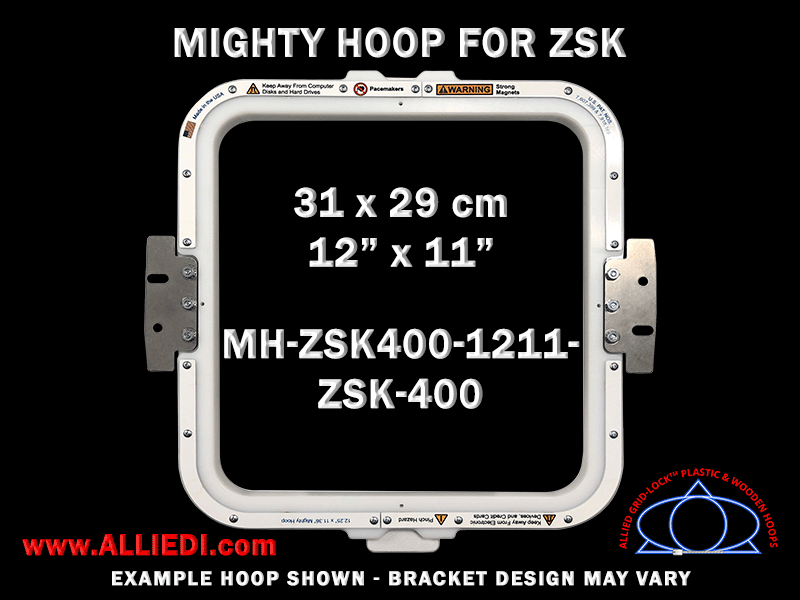 ZSK 12 x 11 inch (31 x 29 cm) Rectangular Magnetic Mighty Hoop for 400 mm Sew Field / Arm Spacing