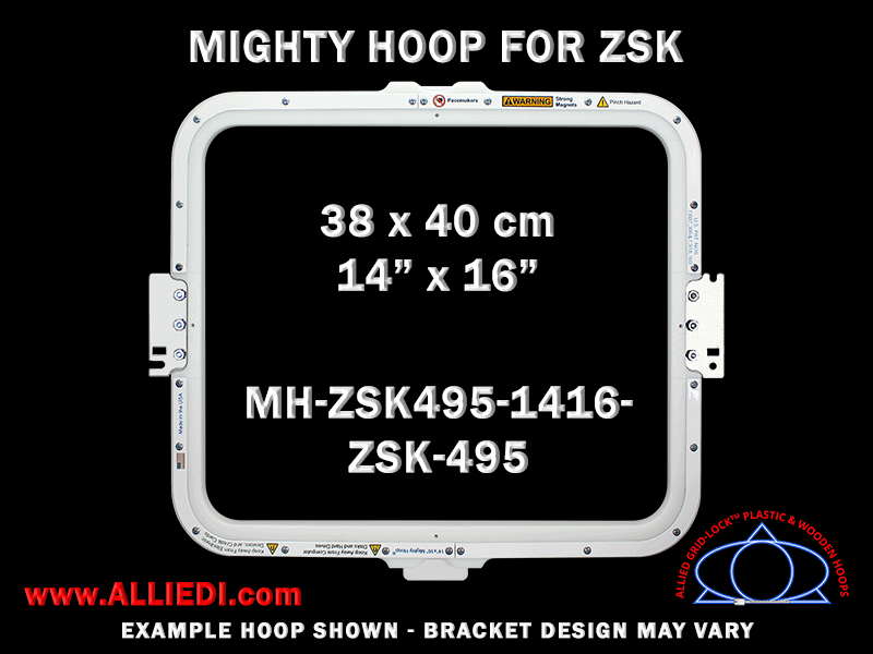 ZSK 14 x 16 inch (38 x 40 cm) Rectangular Magnetic Mighty Hoop for 495 mm Sew Field / Arm Spacing