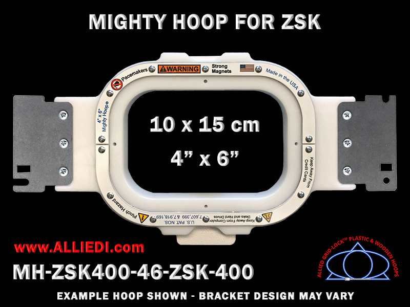 ZSK 4 x 6 inch (10 x 15 cm) Rectangular Magnetic Mighty Hoop for 400 mm Sew Field / Arm Spacing