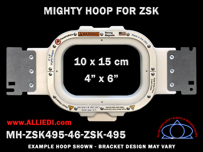 ZSK 4 x 6 inch (10 x 15 cm) Rectangular Magnetic Mighty Hoop for 495 mm Sew Field / Arm Spacing