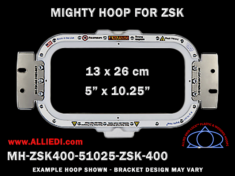 ZSK 5 x 10.25 inch (13 x 26 cm) Horizontal Rectangular Magnetic Mighty Hoop for 400 mm Sew Field / Arm Spacing