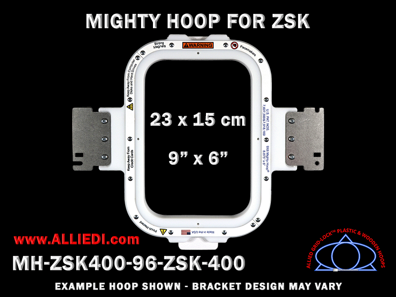 ZSK 9 x 6 inch (23 x 15 cm) Vertical Rectangular Magnetic Mighty Hoop for 400 mm Sew Field / Arm Spacing