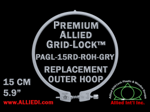 15 cm (5.9 inch) Round Premium Version Allied Grid-Lock Replacement Outer Embroidery Hoop / Ring / Frame - Grey