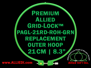 21 cm (8.3 inch) Round Premium Version Allied Grid-Lock Replacement Outer Embroidery Hoop / Ring / Frame - Green
