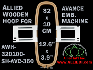 Avance 32.0 x 10.0 cm (12.6 x 3.9 inch) Rectangular Allied Wooden Embroidery Hoop, Single Height - For 360 mm Sew Field / Arm Spacing