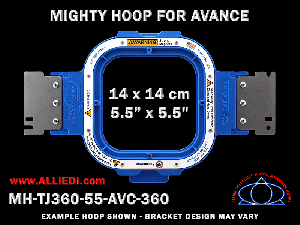 Avance 5.5 x 5.5 inch (14 x 14 cm) Square Magnetic Mighty Hoop for 360 mm Sew Field / Arm Spacing