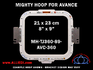 Avance 8 x 9 inch (21 x 23 cm) Rectangular Magnetic Mighty Hoop for 360 mm Sew Field / Arm Spacing