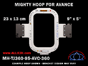 Avance 9 x 5 inch (23 x 13 cm) Vertical Rectangular Magnetic Mighty Hoop for 360 mm Sew Field / Arm Spacing