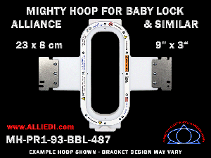 Baby Lock Alliance Single-Needle 9 x 3 inch (23 x 8 cm) Vertical Rectangular Magnetic Mighty Hoop