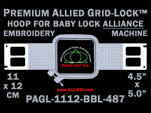 Baby Lock Alliance 11 x 12 cm (4.5 x 5 inch) Rectangular Premium Allied Grid-Lock Embroidery Hoop