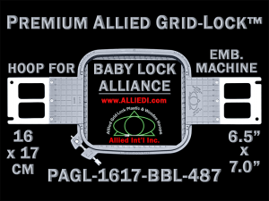 Baby Lock Alliance 16 x 17 cm (6.5 x 7 inch) Rectangular Premium Allied Grid-Lock Embroidery Hoop