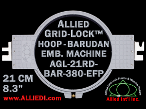 21 cm (8.3 inch) Round Allied Grid-Lock Plastic Embroidery Hoop - Barudan 380 EFP