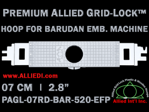7 cm (2.8 inch) Round Premium Allied Grid-Lock Plastic Embroidery Hoop - Barudan 520 EFP