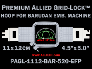 11 x 12 cm (4.5 x 5 inch) Rectangular Premium Allied Grid-Lock Plastic Embroidery Hoop - Barudan 520 EFP