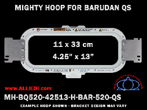 Barudan 4.25 x 13 inch (11 x 33 cm) Horizontal Magnetic Mighty Hoop for 520 mm Sew Field / Arm Spacing QS Type