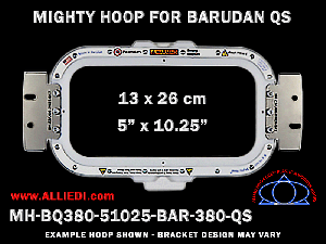 Barudan 5 x 10.25 inch (13 x 26 cm) Horizontal Rectangular Magnetic Mighty Hoop for 380 mm Sew Field / Arm Spacing QS Type