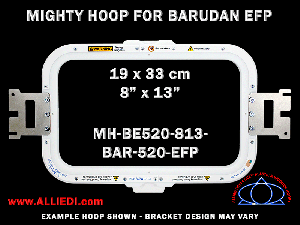 Barudan 8 x 13 inch (19 x 33 cm) Rectangular Magnetic Mighty Hoop for 520 mm Sew Field / Arm Spacing EFP Type