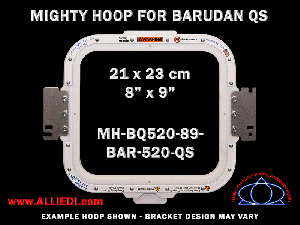 Barudan 8 x 9 inch (21 x 23 cm) Rectangular Magnetic Mighty Hoop for 520 mm Sew Field / Arm Spacing QS Type
