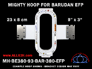 Barudan 9 x 3 inch (23 x 8 cm) Vertical Rectangular Magnetic Mighty Hoop for 380 mm Sew Field / Arm Spacing EFP Type