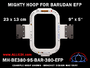Barudan 9 x 5 inch (23 x 13 cm) Vertical Rectangular Magnetic Mighty Hoop for 380 mm Sew Field / Arm Spacing EFP Type
