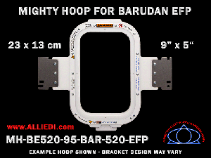 Barudan 9 x 5 inch (23 x 13 cm) Rectangular Magnetic Mighty Hoop for 520 mm Sew Field / Arm Spacing EFP Type