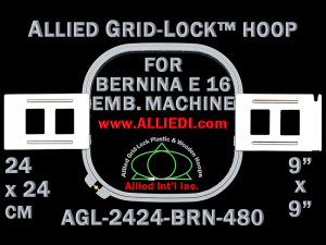 24 x 24 cm (9 x 9 inch) Square Allied Grid-Lock Plastic Embroidery Hoop - Bernina 480