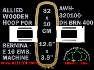 32.0 x 10.0 cm (12.6 x 3.9 inch) Rectangular Allied Wooden Embroidery Hoop, Double Height - Bernina 400