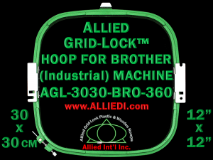 Brother 30 x 30 cm (12 x 12 inch) Square Allied Grid-Lock Embroidery Hoop for 360 mm Sew Field / Arm Spacing - May Get Substituted with Premium Version Hoop