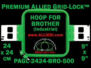 24 x 24 cm (9 x 9 inch) Square Premium Allied Grid-Lock Plastic Embroidery Hoop - Brother 500