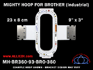 Brother 9 x 3 inch (23 x 8 cm) Vertical Rectangular Magnetic Mighty Hoop for 360 mm Sew Field / Arm Spacing