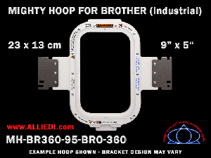 Brother 9 x 5 inch (23 x 13 cm) Vertical Rectangular Magnetic Mighty Hoop for 360 mm Sew Field / Arm Spacing