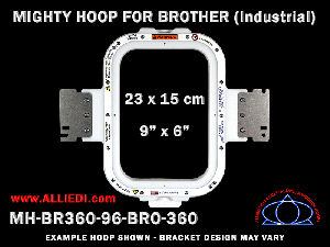 Brother 9 x 6 inch (23 x 15 cm) Vertical Rectangular Magnetic Mighty Hoop for 360 mm Sew Field / Arm Spacing