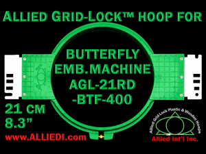 21 cm (8.3 inch) Round Allied Grid-Lock Plastic Embroidery Hoop - Butterfly 400