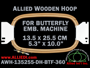 13.5 x 25.5 cm (5.3 x 10.0 inch) Rectangular Allied Wooden Embroidery Hoop, Double Height - Butterfly 360