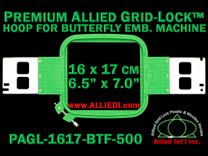 16 x 17 cm (6.5 x 7 inch) Rectangular Premium Allied Grid-Lock Plastic Embroidery Hoop - Butterfly 500
