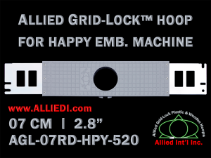 7 cm (2.8 inch) Round Allied Grid-Lock Plastic Embroidery Hoop - Happy 520