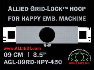 9 cm (3.5 inch) Round Allied Grid-Lock Plastic Embroidery Hoop - Happy 450