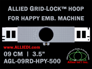9 cm (3.5 inch) Round Allied Grid-Lock Plastic Embroidery Hoop - Happy 500