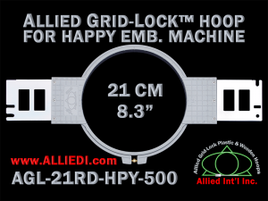 21 cm (8.3 inch) Round Allied Grid-Lock Plastic Embroidery Hoop - Happy 500